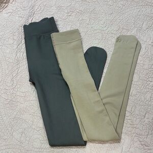 Bundle of 2 Fleece-Lined Sheer Illusion Tights-Gray & Tan